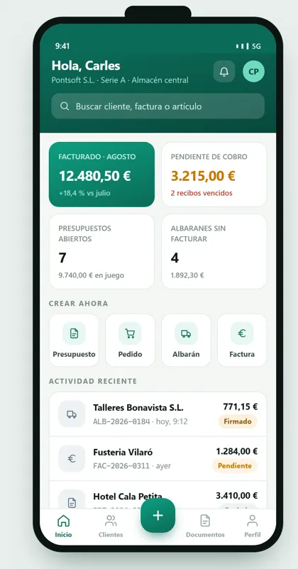 App de ventas GestioERP · Inicio